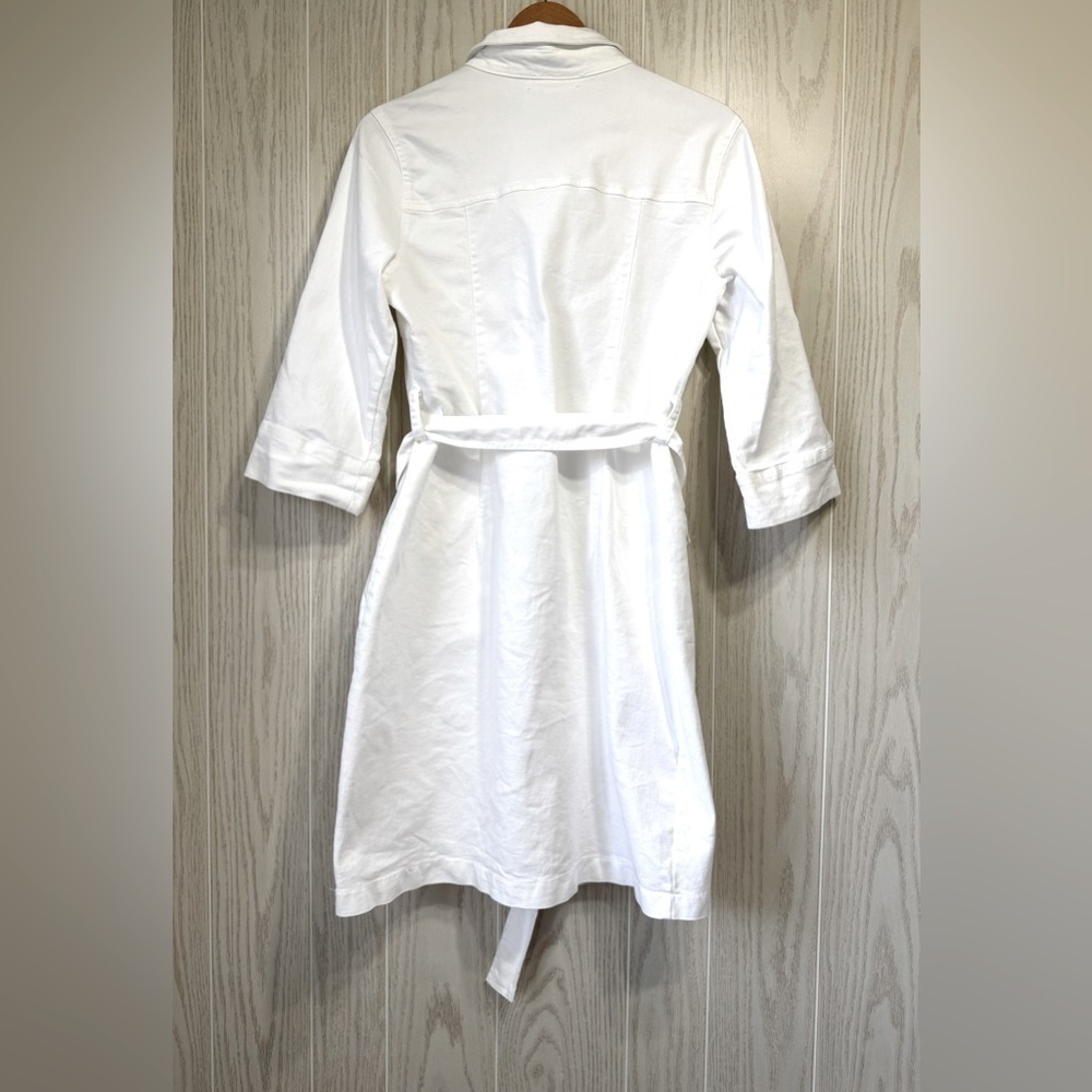 Hope & Harlow White Denim Utility Shirt Dress Belted Size 10 - Picture 4 of 4